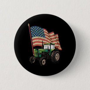 Bóton Redondo 5.08cm Fazenda Agrícola Trator Usa Flag Trator American