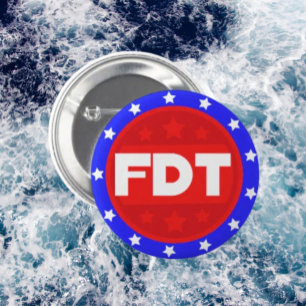 Bóton Redondo 5.08cm FDT   Botão de Protesto Vermelho, Branco e Azul