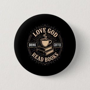Bóton Redondo 5.08cm Fé Cristã Jesus Livros Café Crente