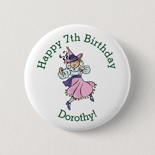 Bóton Redondo 5.08cm Feiticeiro de Oz, moça dança linda Munchkin (Frente)