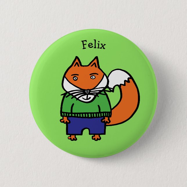 Bóton Redondo 5.08cm Felix a Raposa Personalizado (Frente)