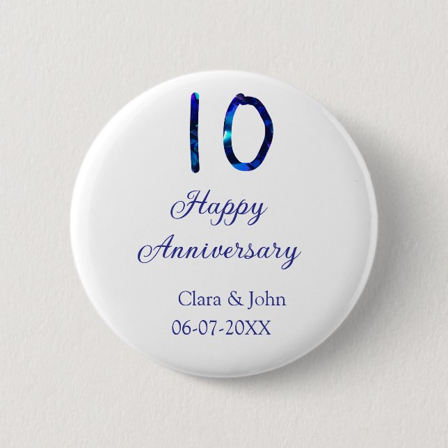 Bóton Redondo 5.08cm Feliz 10º aniversário data de adição do nome da li (Frente)
