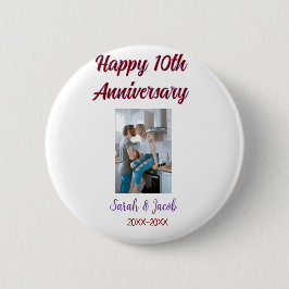 Bóton Redondo 5.08cm Feliz 10º aniversário foto casal d