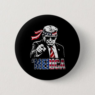 Bóton Redondo 5.08cm Feliz 4 De Julho Merica Trump American Flag Usa
