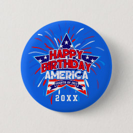 Bóton Redondo 5.08cm Feliz aniversário América 4 de julho Independência