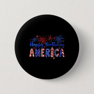 Bóton Redondo 5.08cm Feliz Aniversário América Firework Usa Flag 4th Of
