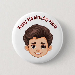 Bóton Redondo 5.08cm Feliz Aniversário Nome Personalizado Face Pin