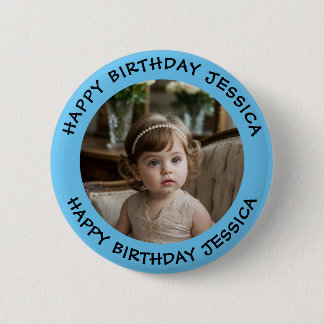 Bóton Redondo 5.08cm Feliz Aniversário Personalizado Nome e Idade da Fo