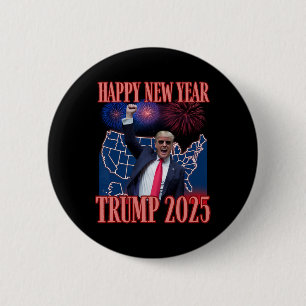 Bóton Redondo 5.08cm Feliz ano novo De Trump Cute 2025 45 47 Outlaw Won