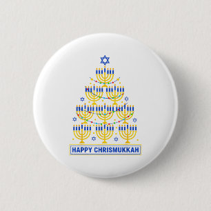 Bóton Redondo 5.08cm Feliz Chrismukkah Hanukkah Árvore de Luz Feriado J