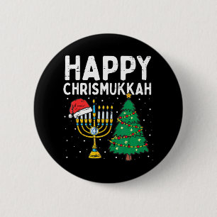 Bóton Redondo 5.08cm Feliz Christmukkah judeu judeu Natal Hanukkah
