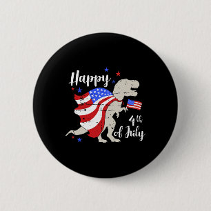 Bóton Redondo 5.08cm Feliz Dia 4 De Julho Da Independência Com T-rex Di
