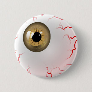 Bóton Redondo 5.08cm Feliz Dia das Bruxas! Spooky Brown Eyeball