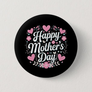 Bóton Redondo 5.08cm Feliz Dia das Mães Floral Fofo Mamãe Vovó