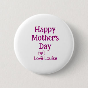 Bóton Redondo 5.08cm Feliz dia das mães nome feminino amor lilás sinal