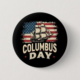 Bóton Redondo 5.08cm Feliz Dia de Columbus de Exploração e Reflexão