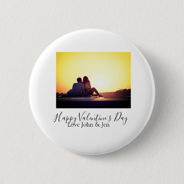 Bóton Redondo 5.08cm Feliz dia de os namorados love add name fotografia (Frente)