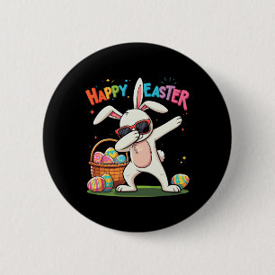 Bóton Redondo 5.08cm Feliz Dia de Pásqua Coelho Dabbing Ovos Coelho de