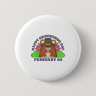 Bóton Redondo 5.08cm Feliz Dia do Groundhog 2 de Fevereiro Homens Mulhe