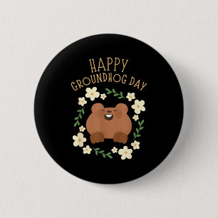 Bóton Redondo 5.08cm Feliz Dia do Groundhog - Celebração Divertida