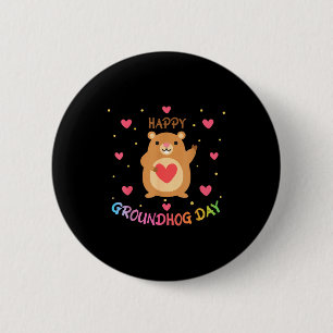 Bóton Redondo 5.08cm Feliz Dia do Groundhog Day Groundhog Dia Fofura Ma