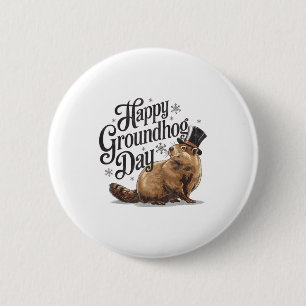 Bóton Redondo 5.08cm Feliz Dia do Groundhog Dia da Toupeira Fantasia de