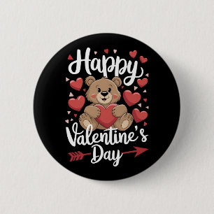 Bóton Redondo 5.08cm Feliz Dia dos Namorados Urso Coração Casais Fofos
