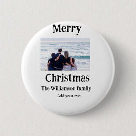 Bóton Redondo 5.08cm Feliz feriado adiciona foto do nome da família