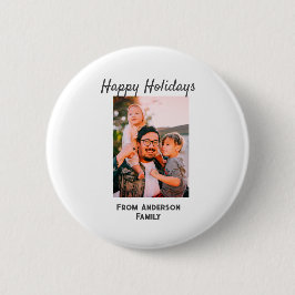 Bóton Redondo 5.08cm Feliz feriado foto do amor moderno, família simple