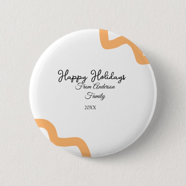 Bóton Redondo 5.08cm Feliz feriado nome laranja negro data ano espiral (Frente)