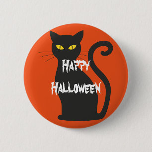 Bóton Redondo 5.08cm Feliz Gato Assustador do Halloween