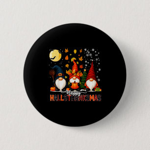 Bóton Redondo 5.08cm Feliz Hallothanksmas Engraçado Halloween Dia de Aç