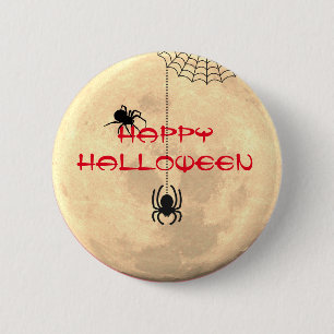 Bóton Redondo 5.08cm Feliz Halloween Lua Cheia Aranha Botão de Pin