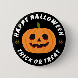 Bóton Redondo 5.08cm Feliz Halloween Truque ou Travessura Abóbora Preta
