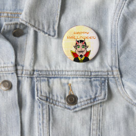 Bóton Redondo 5.08cm Feliz Halloween / Vampiro