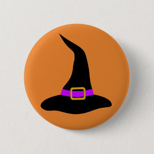 Bóton Redondo 5.08cm Feliz Halloween Witch Hat