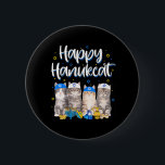 Bóton Redondo 5.08cm Feliz Hanukcat Chanukah, dono de gato judeu feio<br><div class="desc">Feliz Hanukcat Chanukah,  dono de gato judeu feio</div>