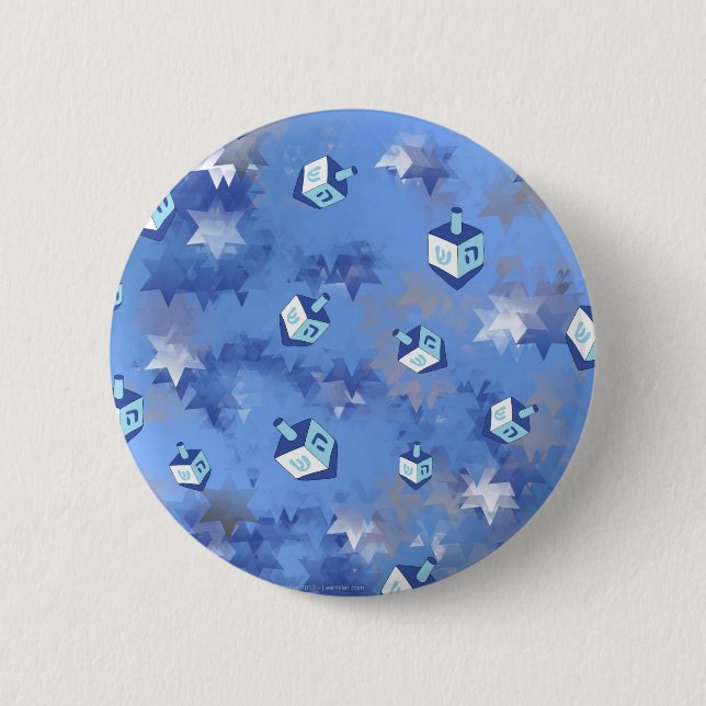 Bóton Redondo 5.08cm Feliz Hanukkah Estrela Cadente e Piões de Hanukkah (Frente)