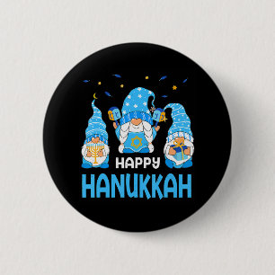 Bóton Redondo 5.08cm Feliz Hanukkah Gnome Menorah Jew Holiday
