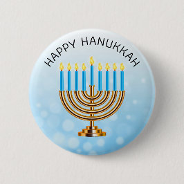 Bóton Redondo 5.08cm Feliz Hanukkah Menorah