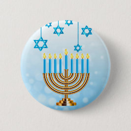 Bóton Redondo 5.08cm Feliz Hanukkah Menorah