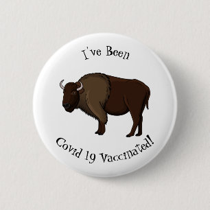 Bóton Redondo 5.08cm Feliz ilustração de búfalo bisonte americano