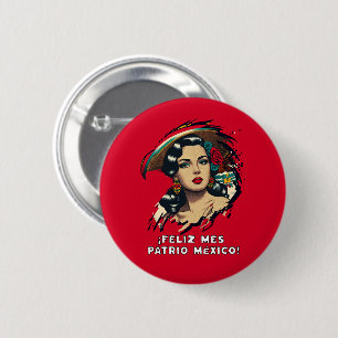 Bóton Redondo 5.08cm Feliz Mes Patrio México Independência Mexicana