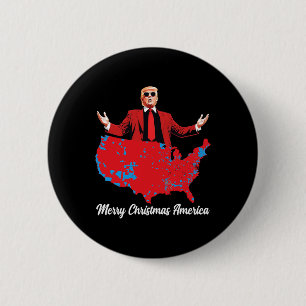 Bóton Redondo 5.08cm Feliz Natal América Donald Trump Cobertura Xmas
