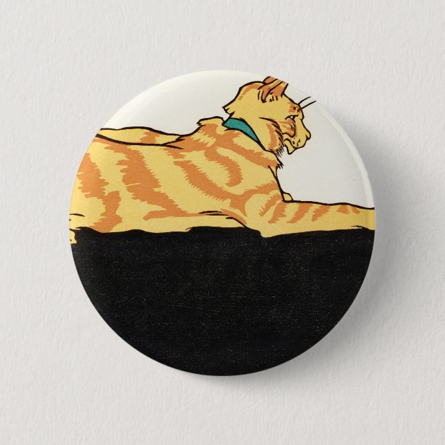 Bóton Redondo 5.08cm Feliz Natal e Gato de Edward Penfield. (Frente)