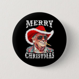 Bóton Redondo 5.08cm Feliz Natal Engraçado Trump Western Cowboy Matchin