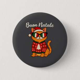 Bóton Redondo 5.08cm Feliz Natal Gato Italiano Natal, Orgulho da Itália