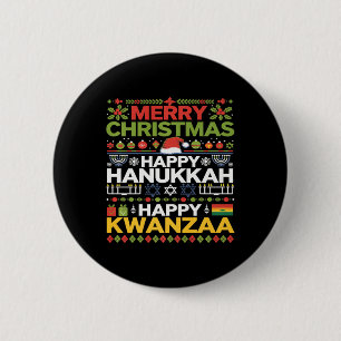 Bóton Redondo 5.08cm Feliz Natal Hanukkah Feliz Kwanzaa 12