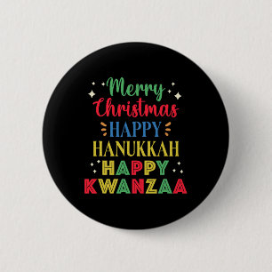 Bóton Redondo 5.08cm Feliz Natal Hanukkah Feliz Kwanzaa 15