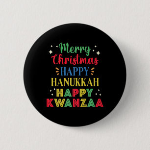 Bóton Redondo 5.08cm Feliz Natal Hanukkah Feliz Kwanzaa 9